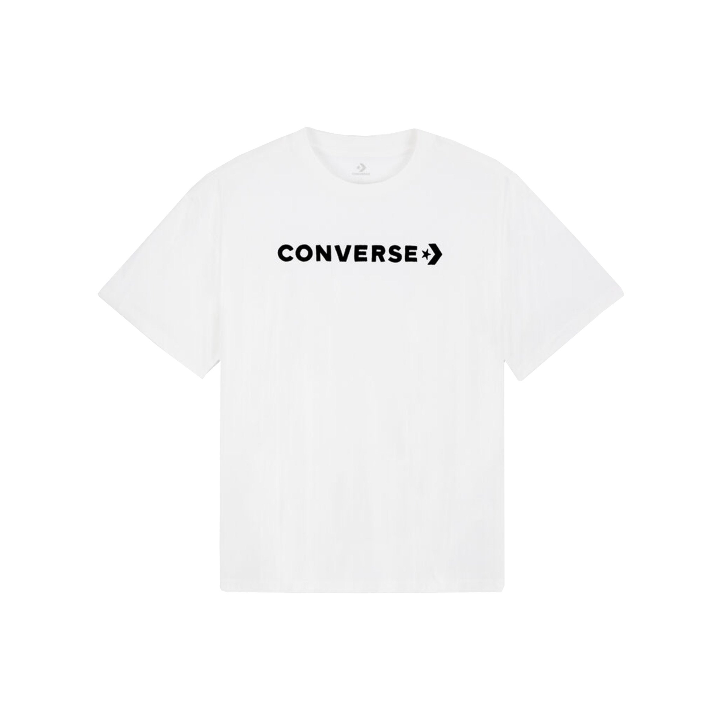 Converse Strip Wordmark Relaxed T-Shirt Damen F102 weiss