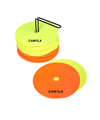 Cawila Floormarker 24er Set inkl. Halter | Markierungsscheiben, 12 x gelb und 12 x orange - gelb