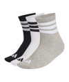 adidas 3 Stripes Mid Cut 3er Pack Socken Grau - grau