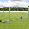 Fußballtore Eco 7,32x2,44 m vollverschweißt | mit Rollen - silber