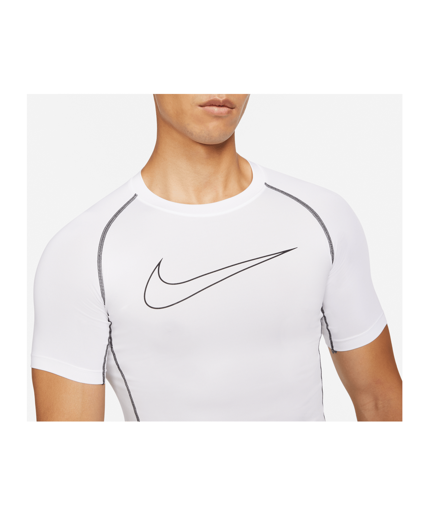 Nike Pro Shortsleeve Shirt Weiss Schwarz F100 - weiss