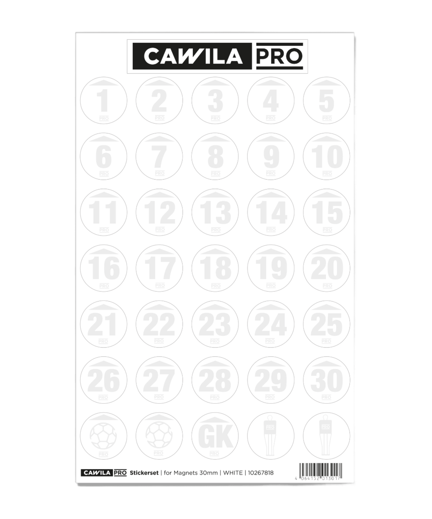 Cawila PRO Stickerset Rückennummer 30mm Weiss - weiss