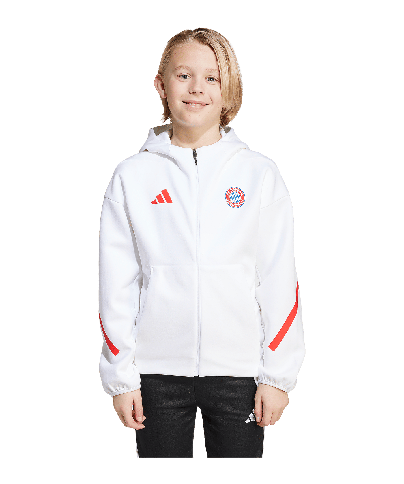 adidas FC Bayern München Anthem Kapuzenjacke Kids Weiß - weiss