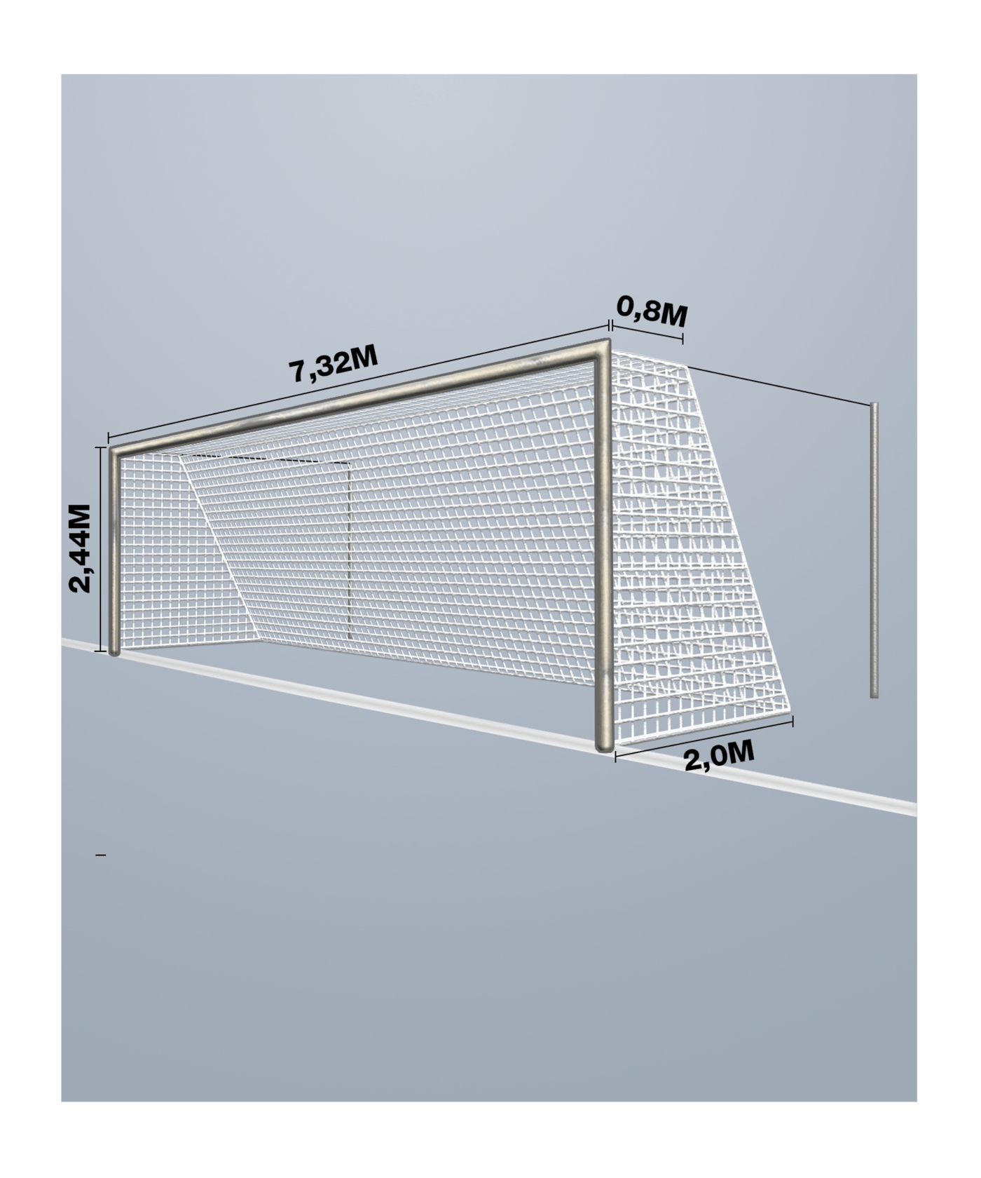 Cawila Tornetz 7,50x2,50m | Tiefe 0,8x2,0m | | Maschenweite 5cm | Stärke 4mm | weiß - weiss