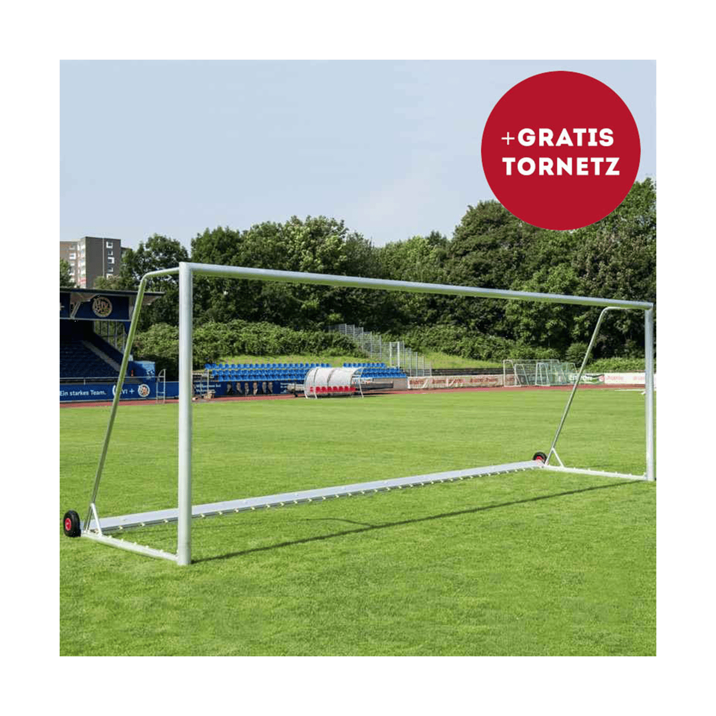 Safety Fußballtore 7,32x2,44 m vollverschweißt | kippsicher - grau