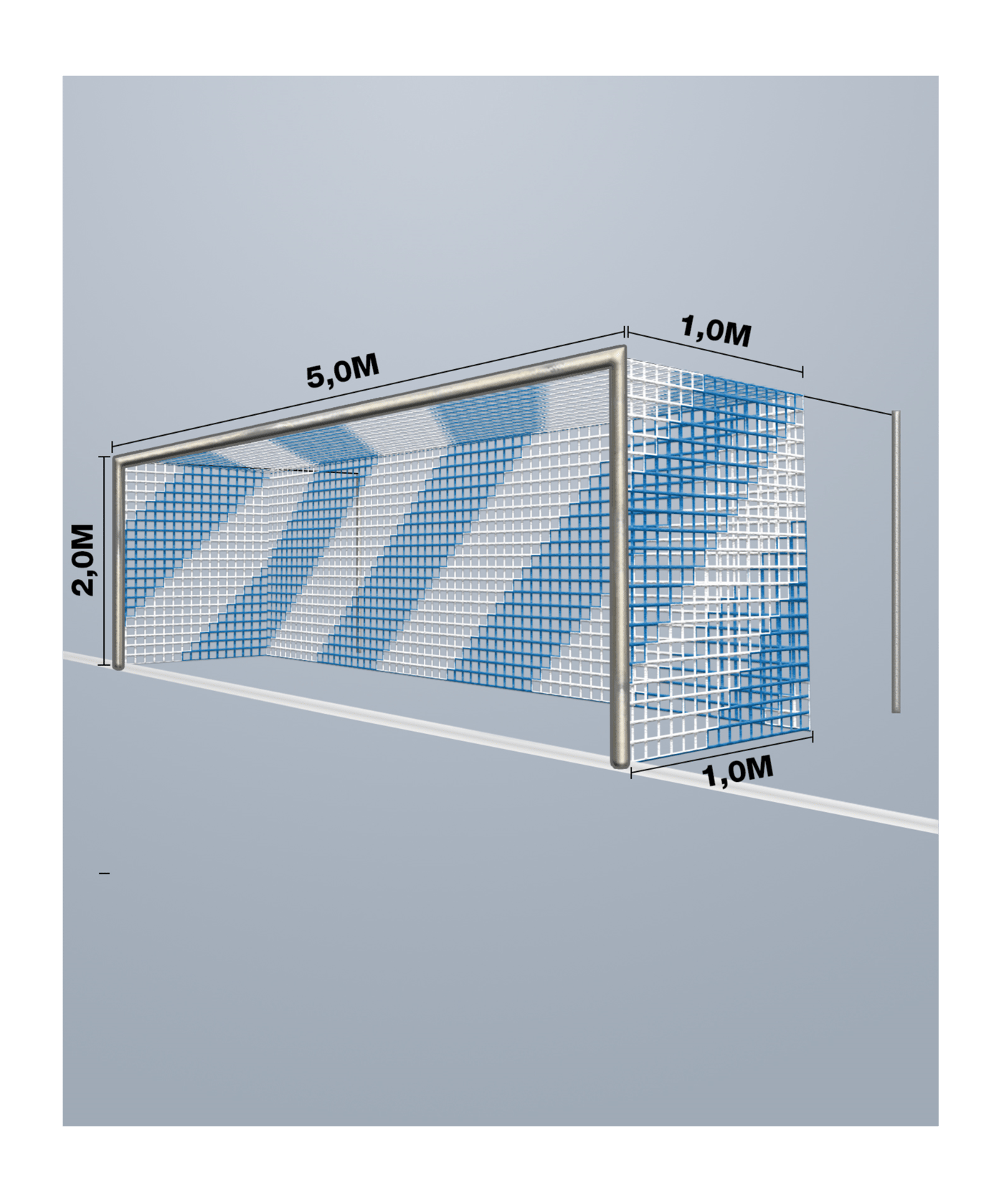 Cawila Tornetz 5,15x2,05m | Tiefe 1,0x1,0m | Maschenweite 12cm | Stärke 4mm | blau/weiß - blau