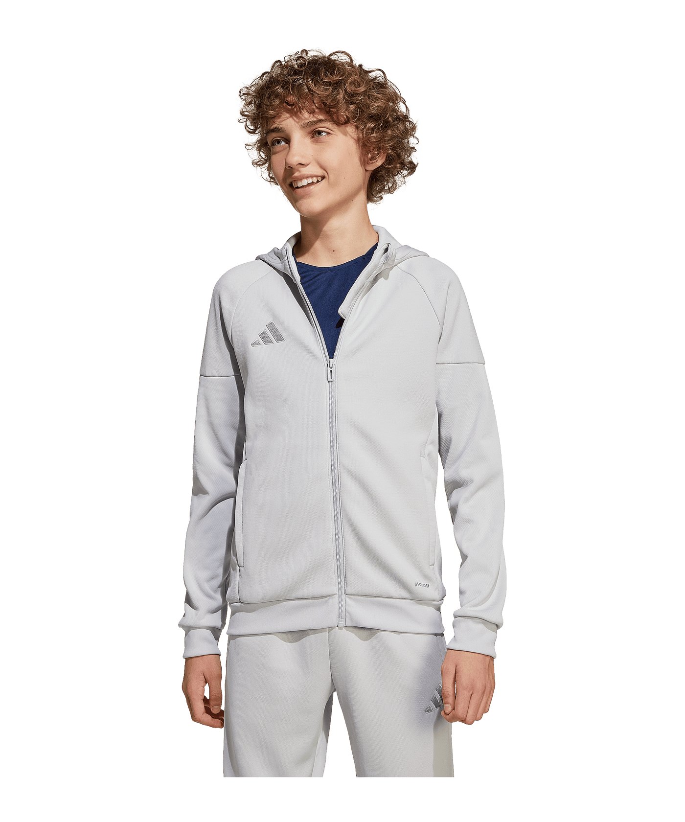 adidas Tiro 25 Travel Kapuzenjacke Kids Grau - grau