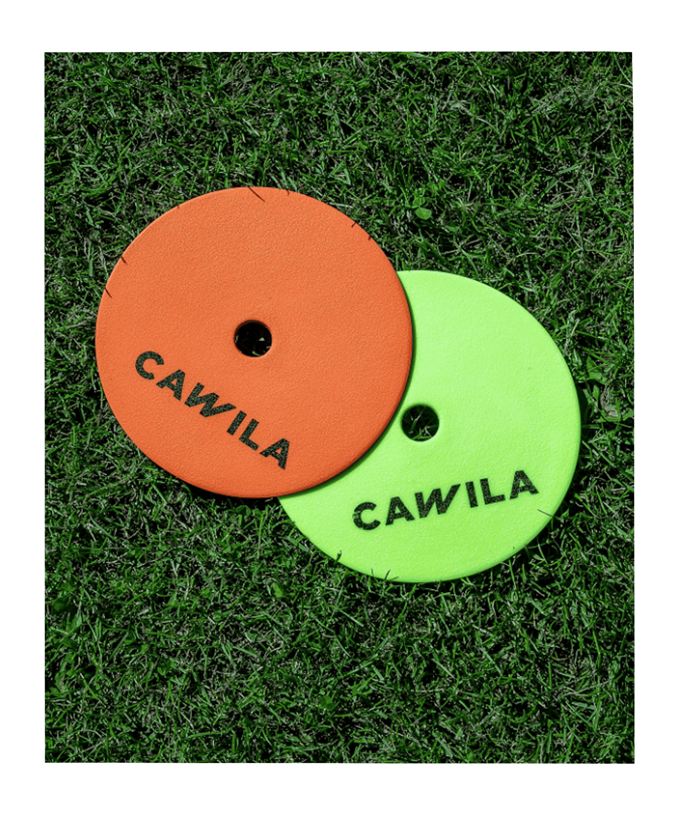 Cawila Floormarker 24er Set inkl. Halter | Markierungsscheiben, 12 x gelb und 12 x orange - gelb