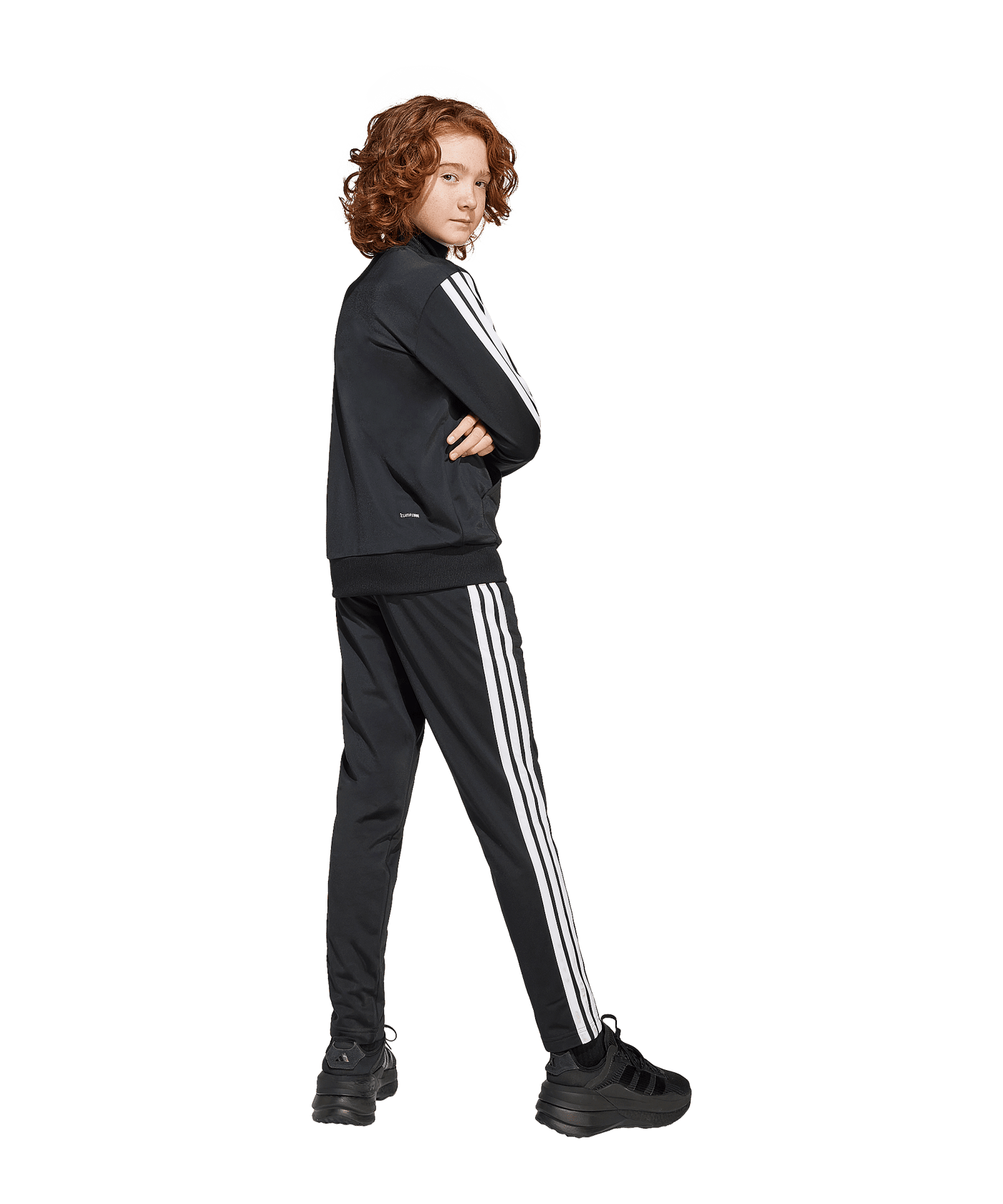 adidas Seasonal Essentials Tiberio 3 Stripes Tricot Trainingsanzug Kids Schwarz - schwarz