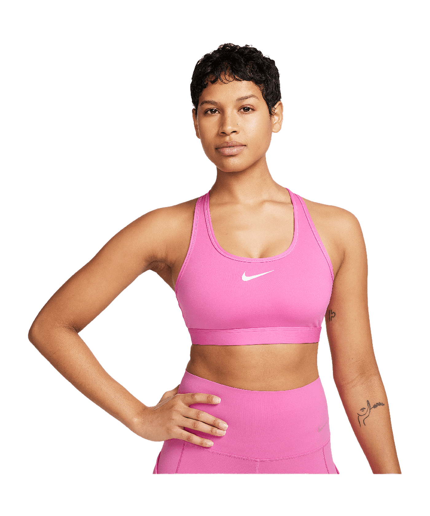 Nike Swoosh Medium Support Bra Sport-BH Damen Pink Weiss F675 - rosa