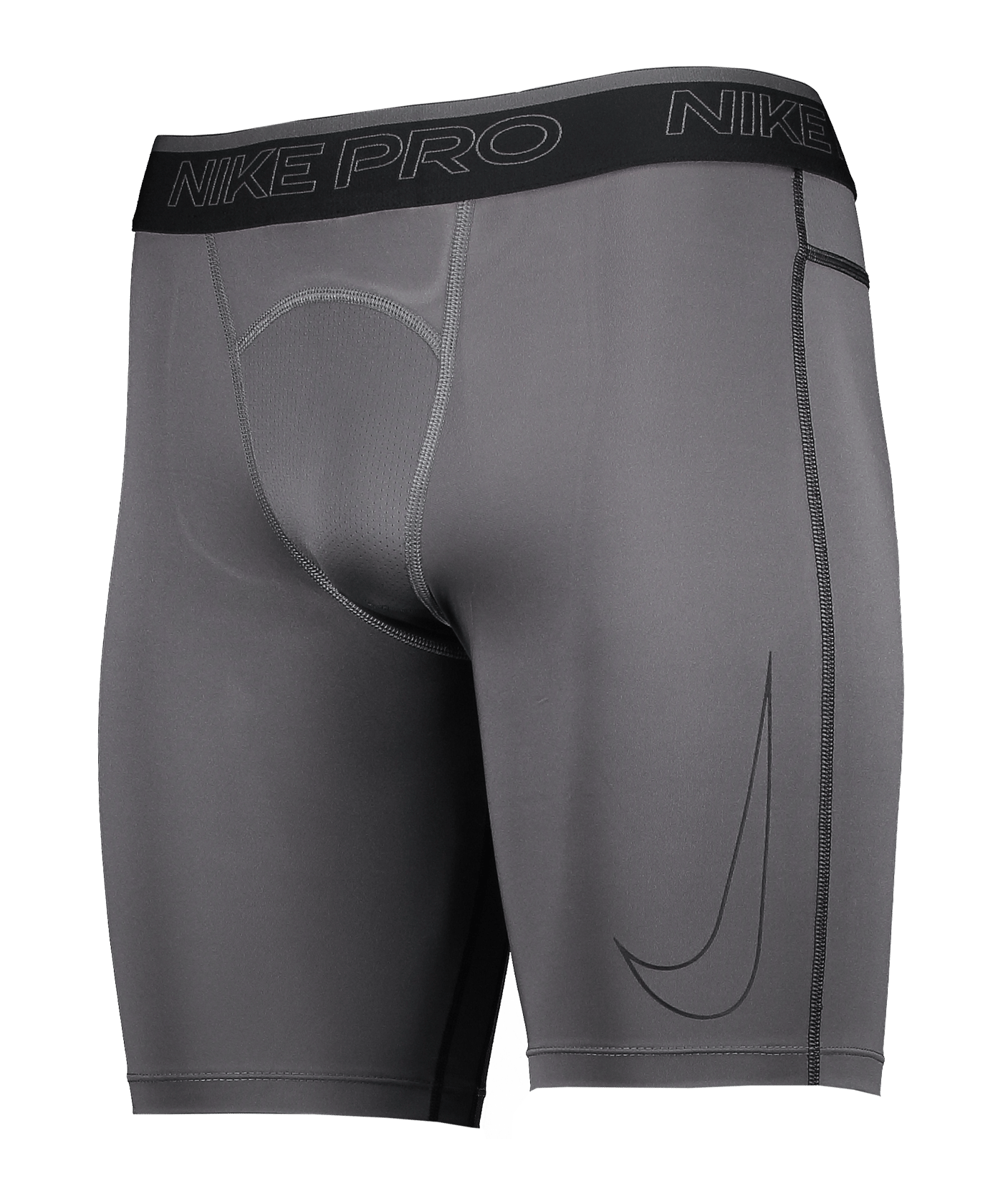 Nike Pro Long Short Grau Schwarz F068 - grau