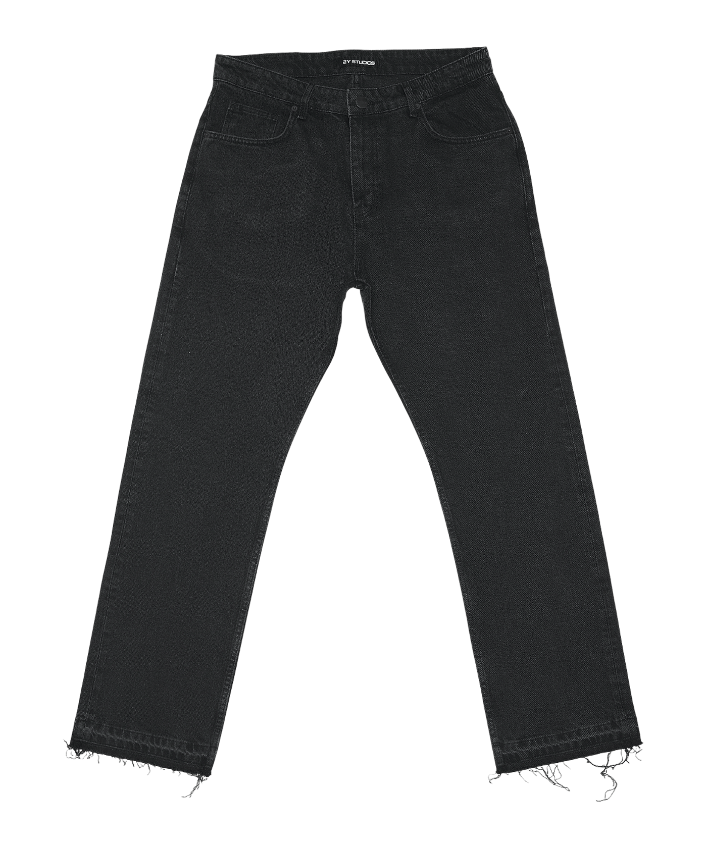 2Y-Studios Arun Open Hem Straight Jeans Hose Schwarz - schwarz