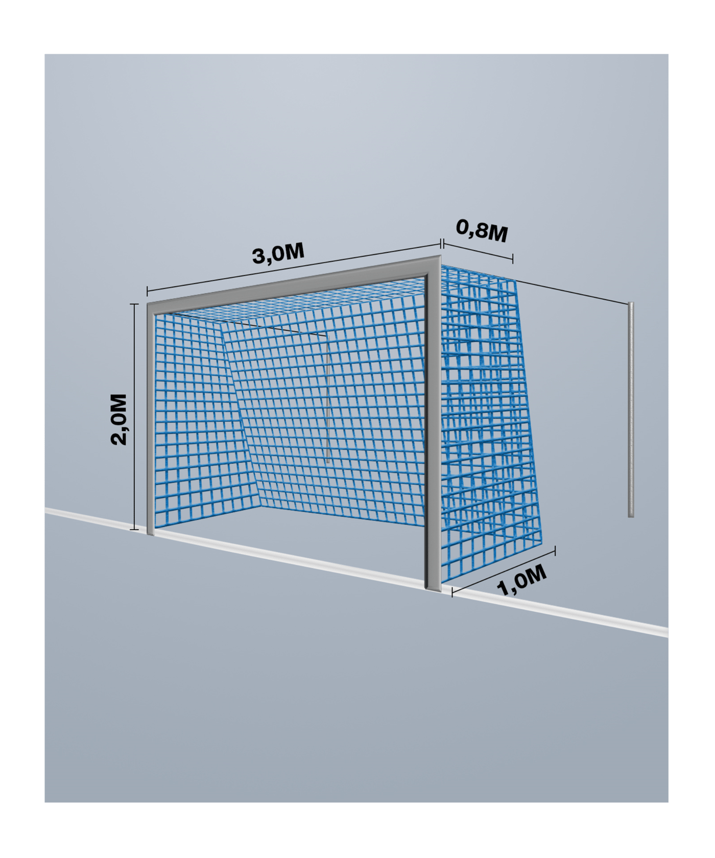 Cawila Tornetz 3,00x2,00m | Tiefe 0,8x1,0m | Maschenweite 10cm | Stärke 4mm | blau - blau