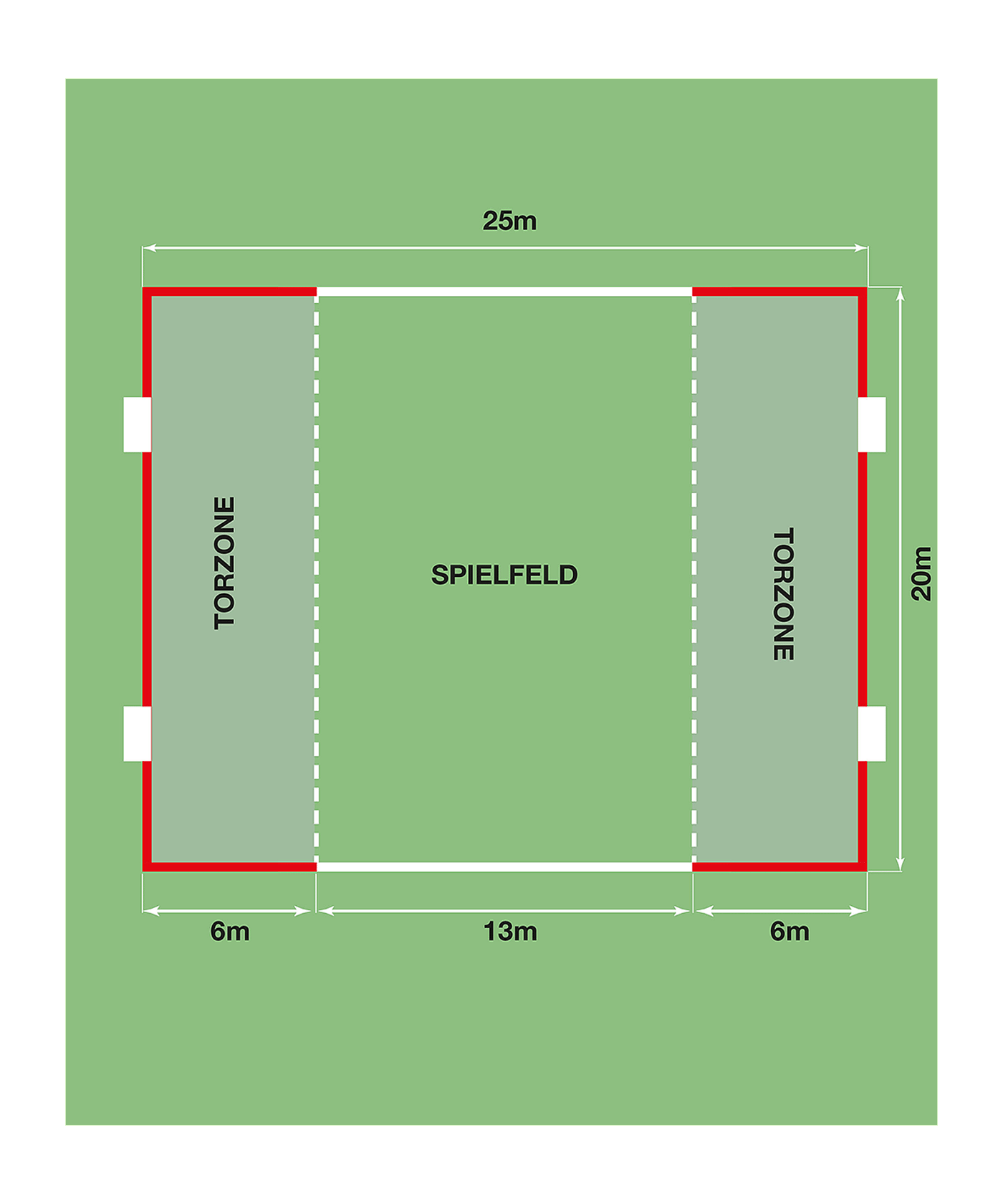 Cawila ACADEMY Spielfeldmarkierung 25x20m | | Rot-Weiss | FUNINO Markierungsgurte - rot