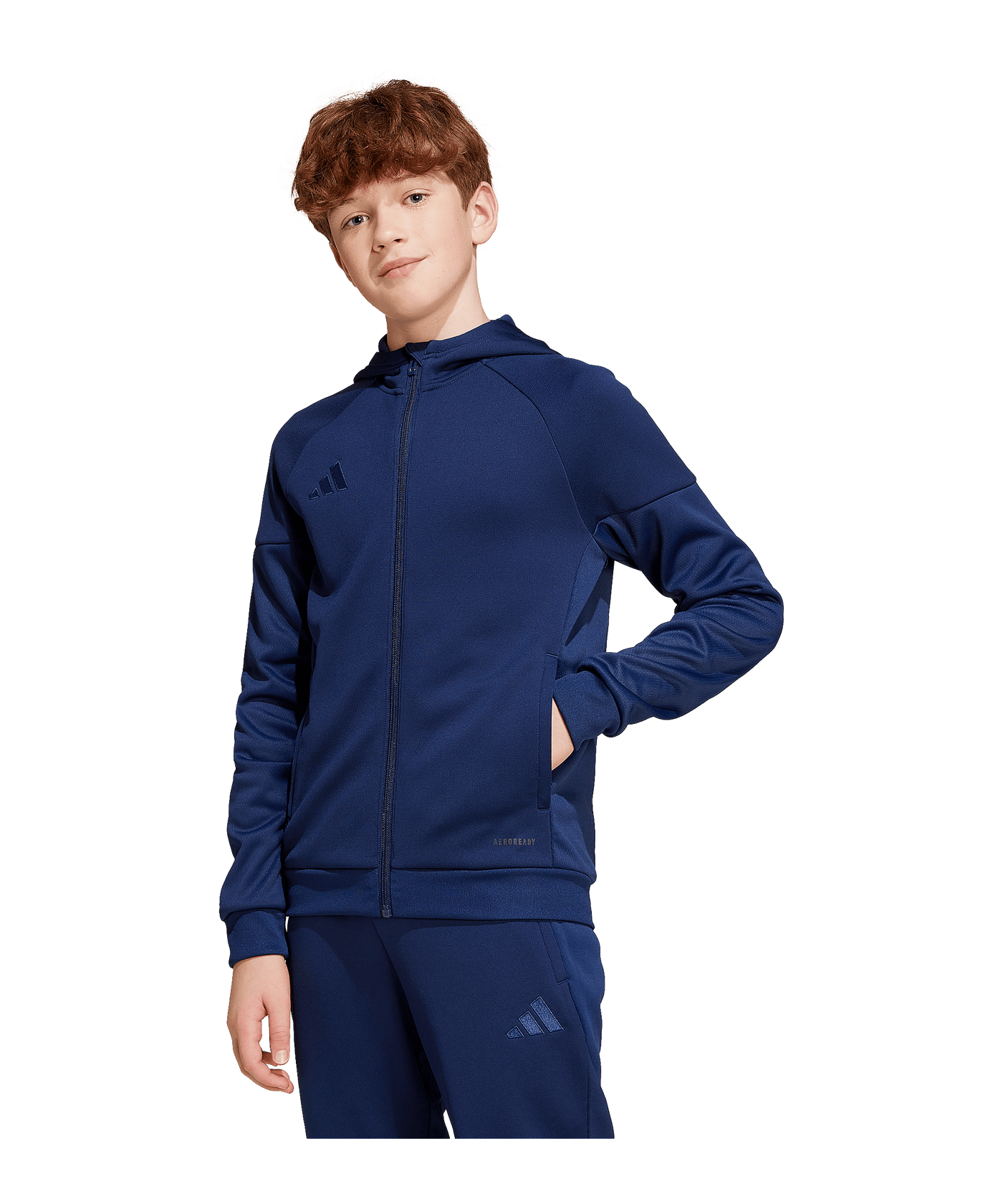 adidas Tiro 25 Travel Kapuzenjacke Kids Blau - blau