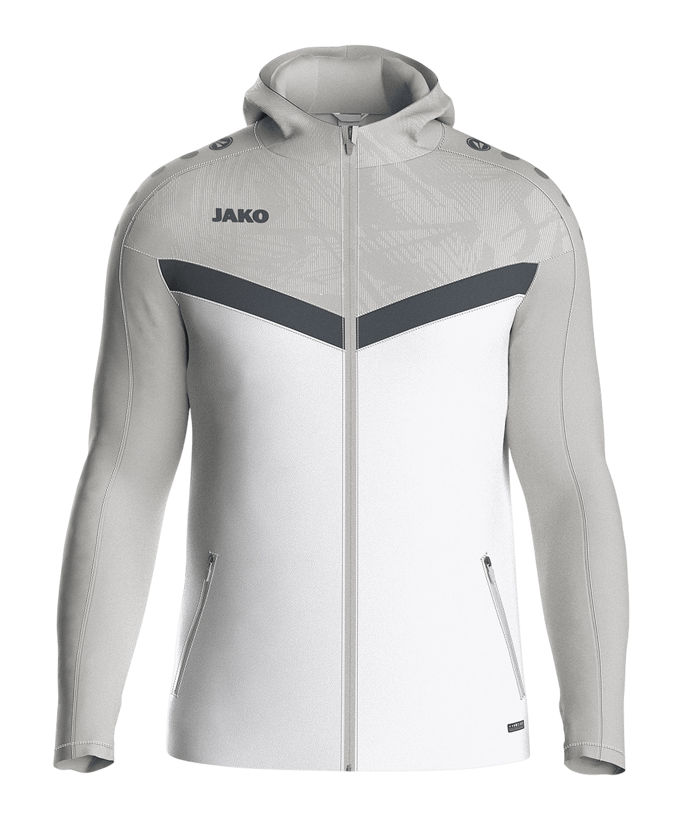 JAKO Iconic Kapuzenjacke Kids Weiss Grau F016 | - weiss