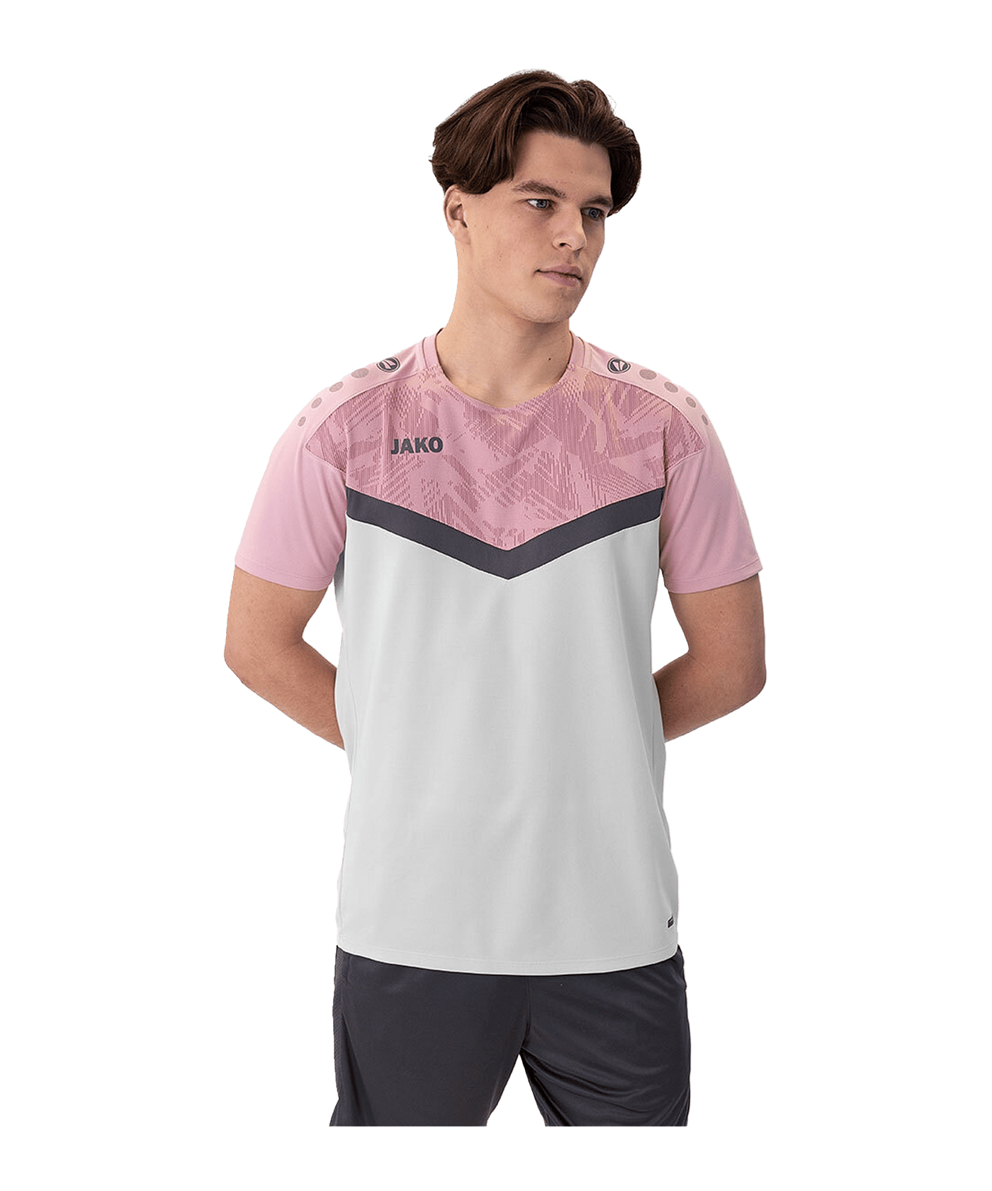 JAKO Iconic T-Shirt Grau Pink F851 | - grau
