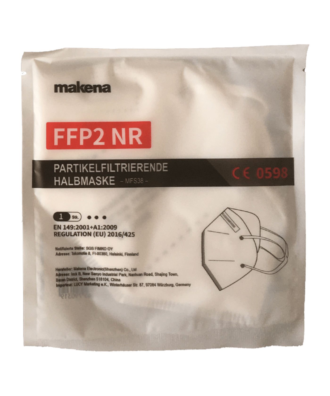 FFP2 Einweg-Gesichtsmaske 50er Pack Weiss - weiss