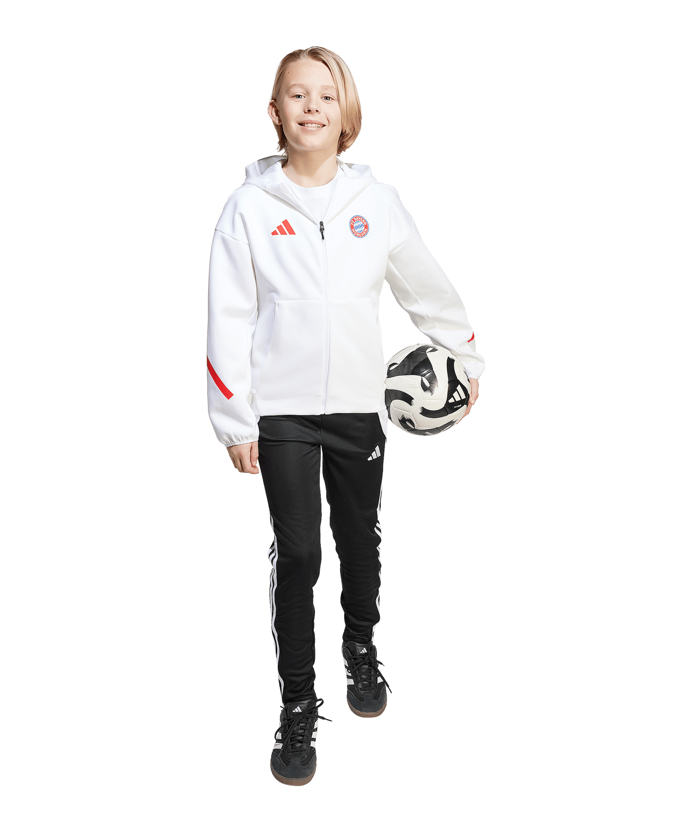 adidas FC Bayern München Anthem Kapuzenjacke Kids Weiß - weiss