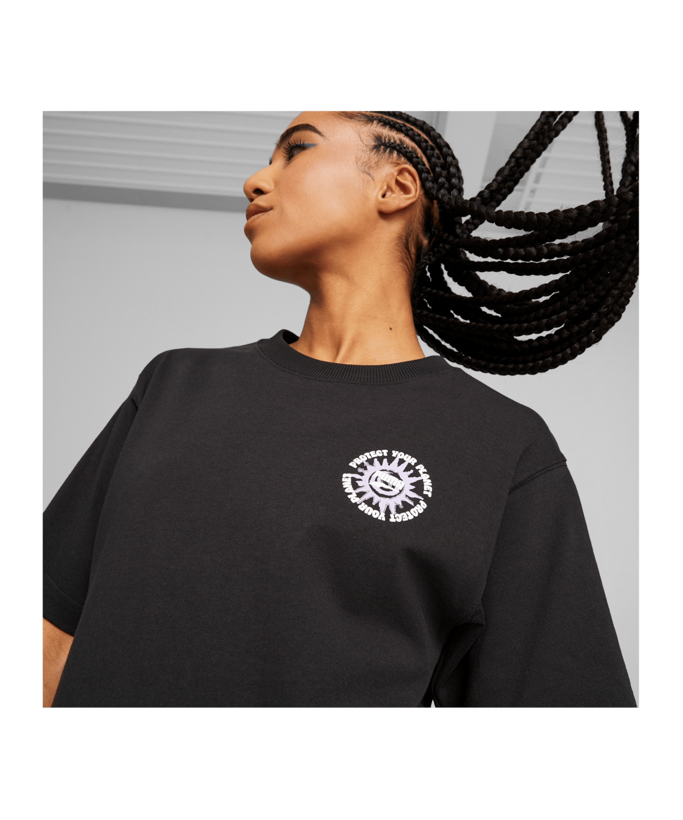 PUMA DOWNTOWN Relaxed Graphic T-Shirt Damen F01 - schwarz