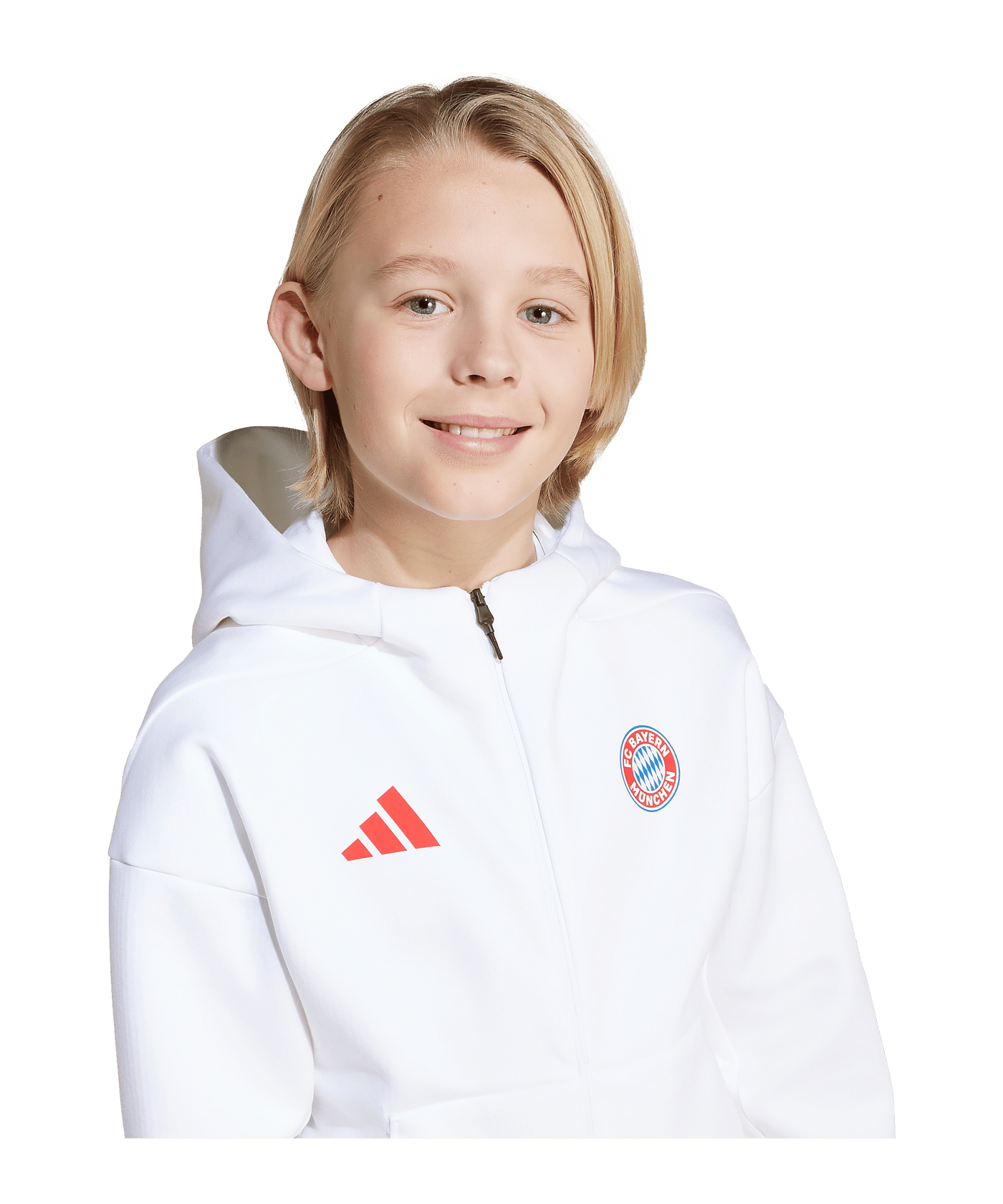 adidas FC Bayern München Anthem Kapuzenjacke Kids Weiß - weiss