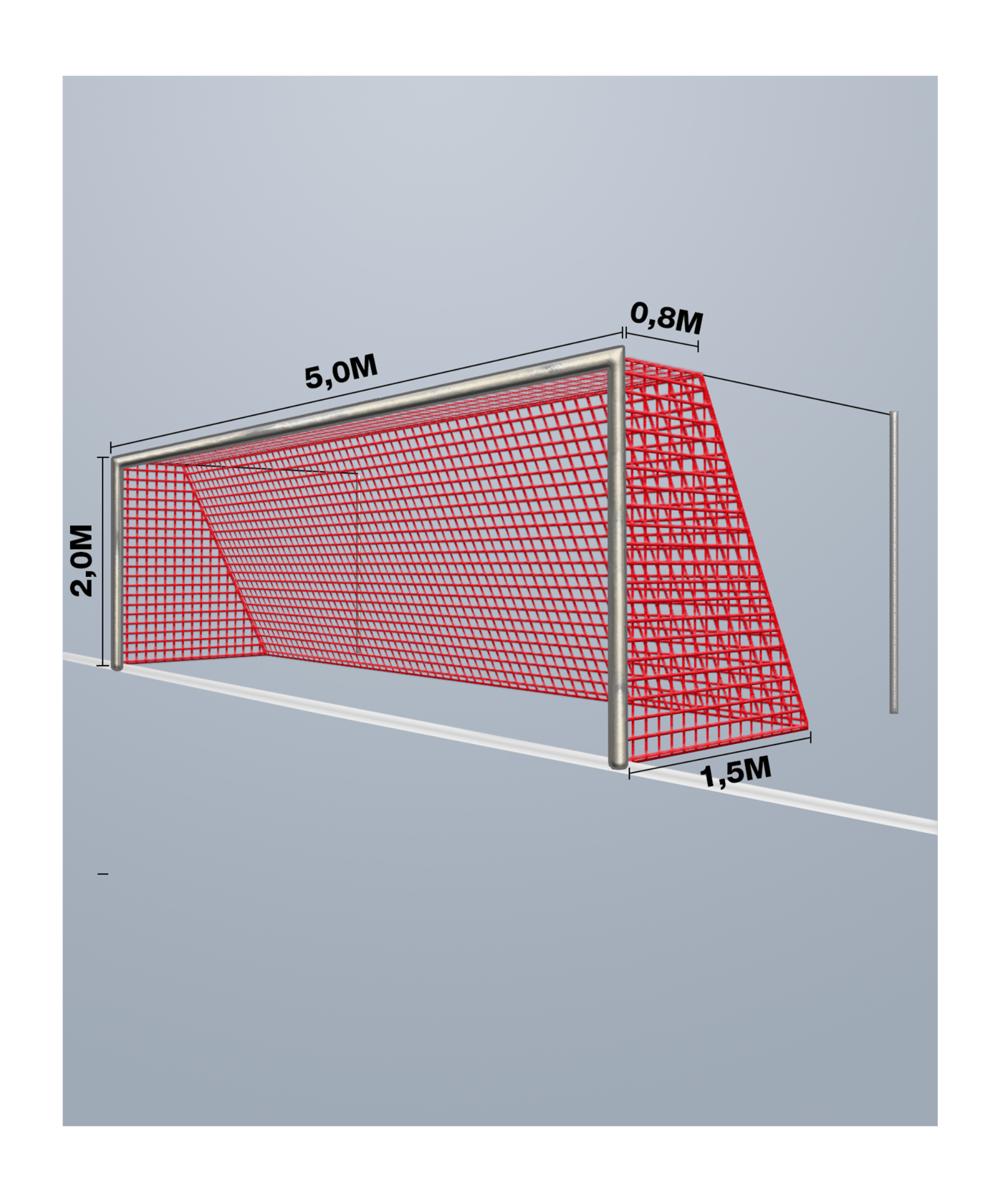 Cawila Tornetz 5,15x2,05m | Tiefe 0,8x1,5m | | Maschenweite 12cm | Stärke 4mm | rot - rot