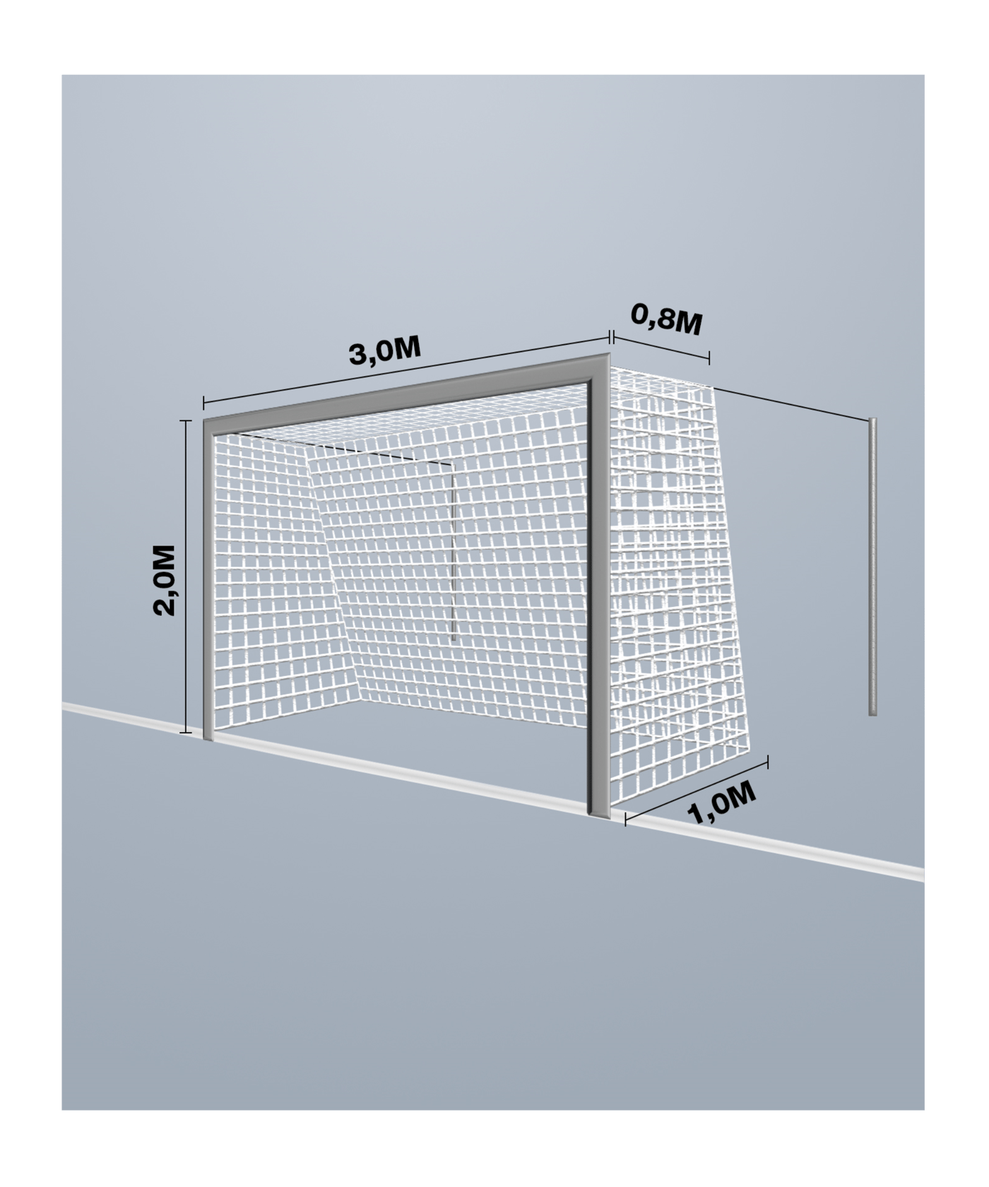 Cawila Tornetz 3,00x2,00m | Tiefe 0,8x1,0m | Maschenweite 10cm | Stärke 4mm | Weiss - weiss