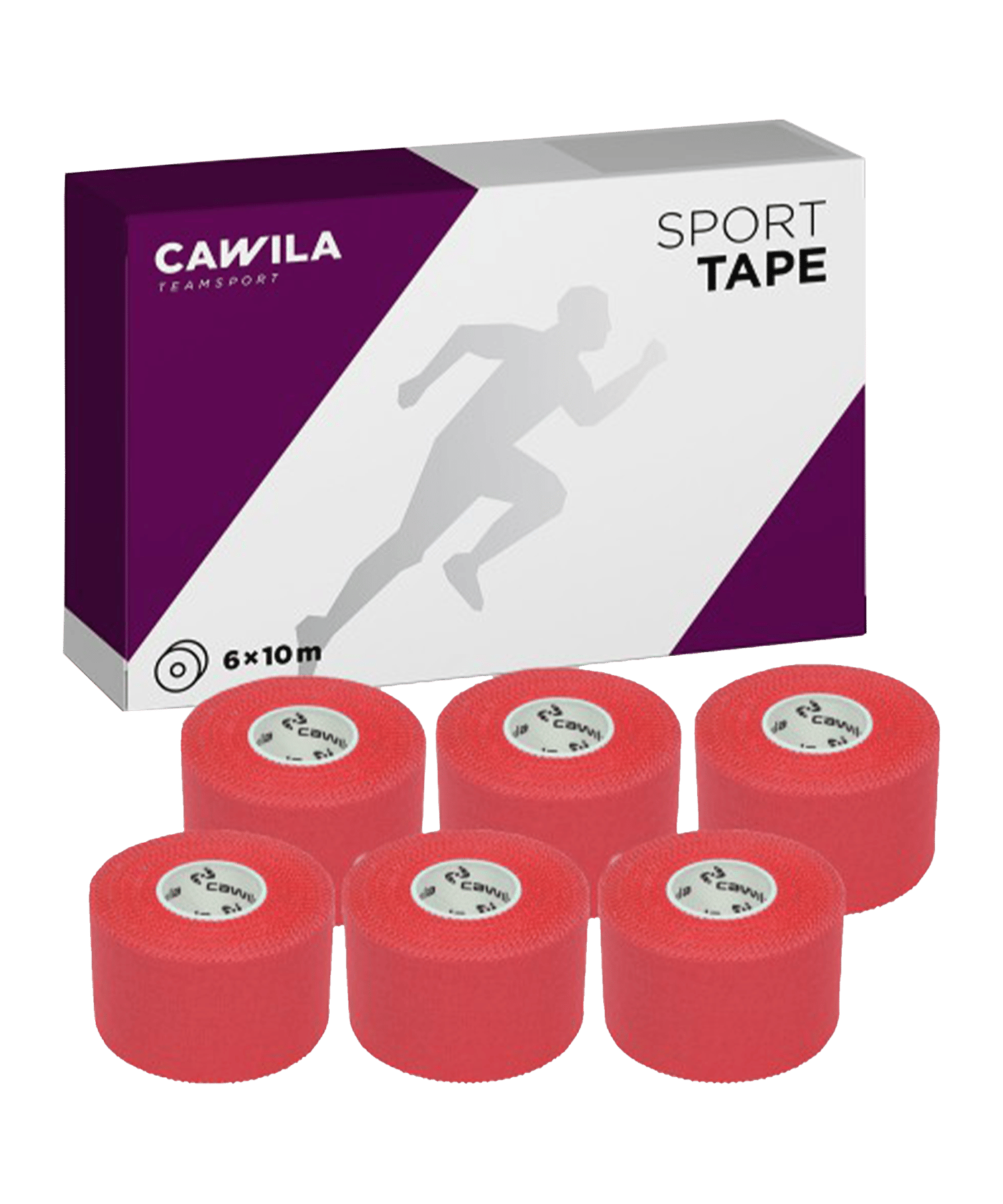 Cawila Sporttape COLOR 3,8m x 10m 6er Set Rot - rot