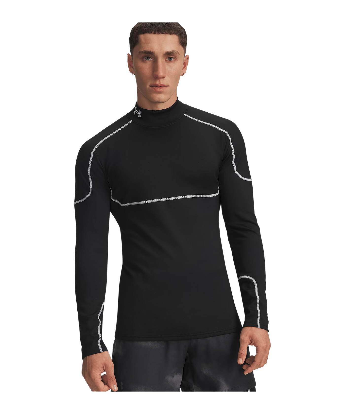Under Armour Cold Weather Grid Longsleeve Mock T-Shirt Schwarz F001 - schwarz