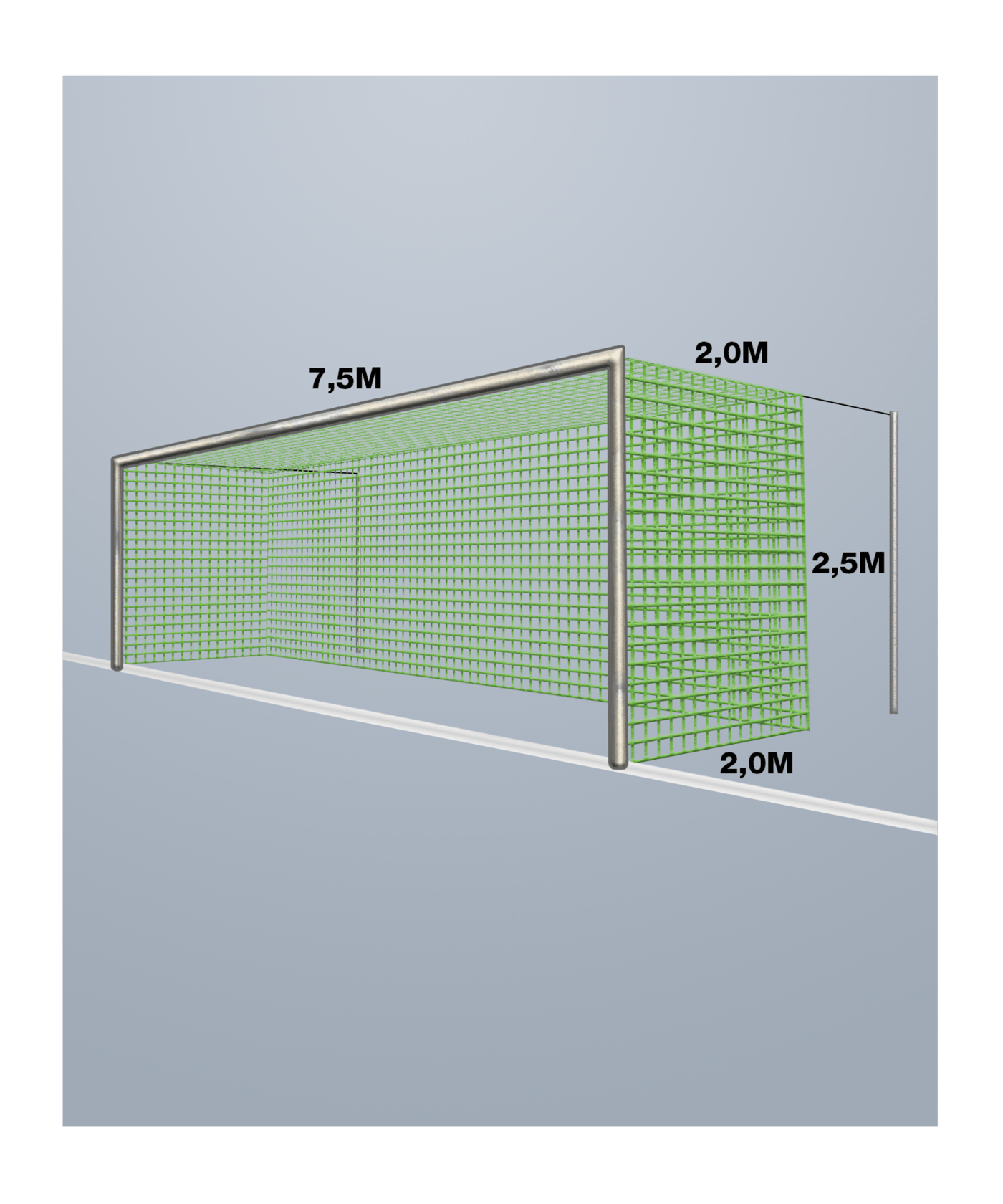 Fußballtornetz 7,50 X2,50x0,80x2,00m, Maschenweite # 100mm - Netze, S