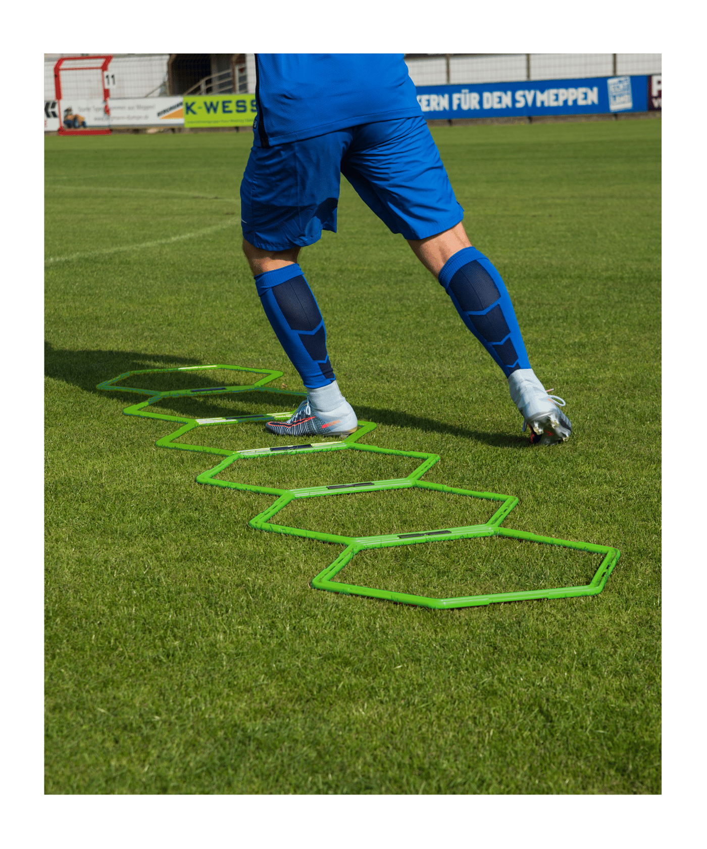 Cawila Hexa-Hoops Koordinationsleiter Set | 6er Set mit Tasche und 5 Clips | 49mm | Grün - gruen