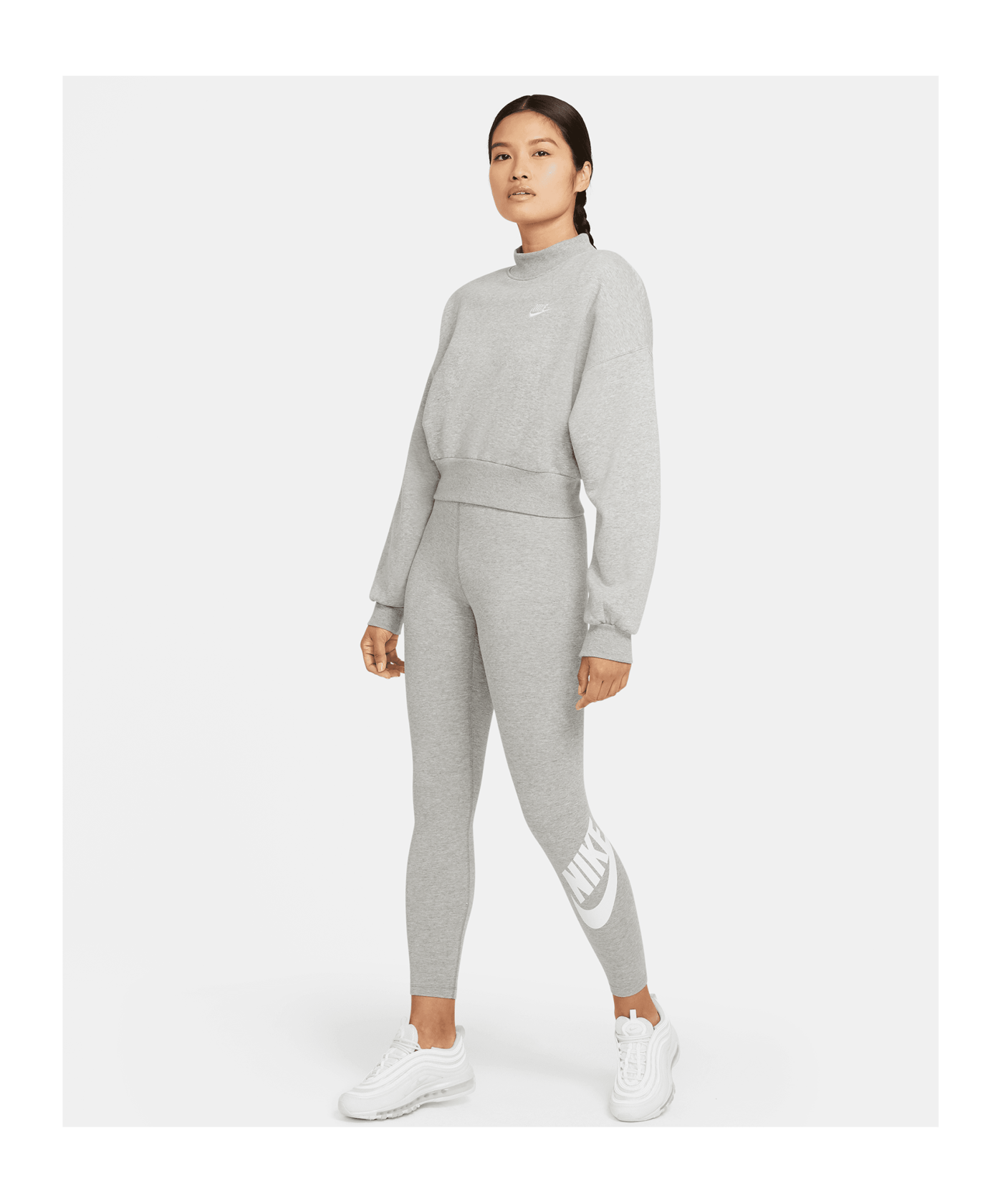 Nike Essentials Leggings Damen Grau Weiss F063 - grau