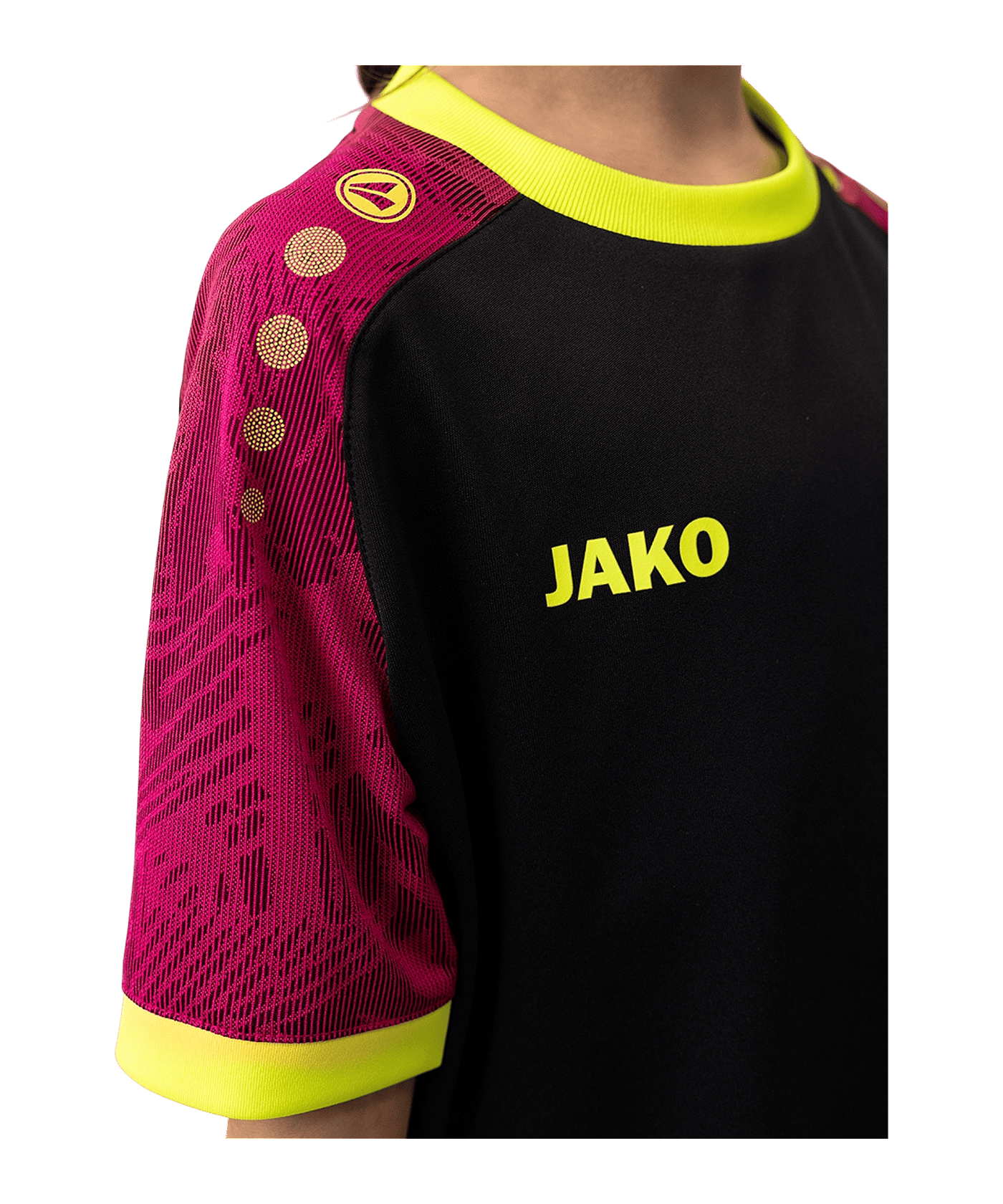 JAKO Iconic Trikot Kids Schwarz Pink Gelb F805 | - schwarz