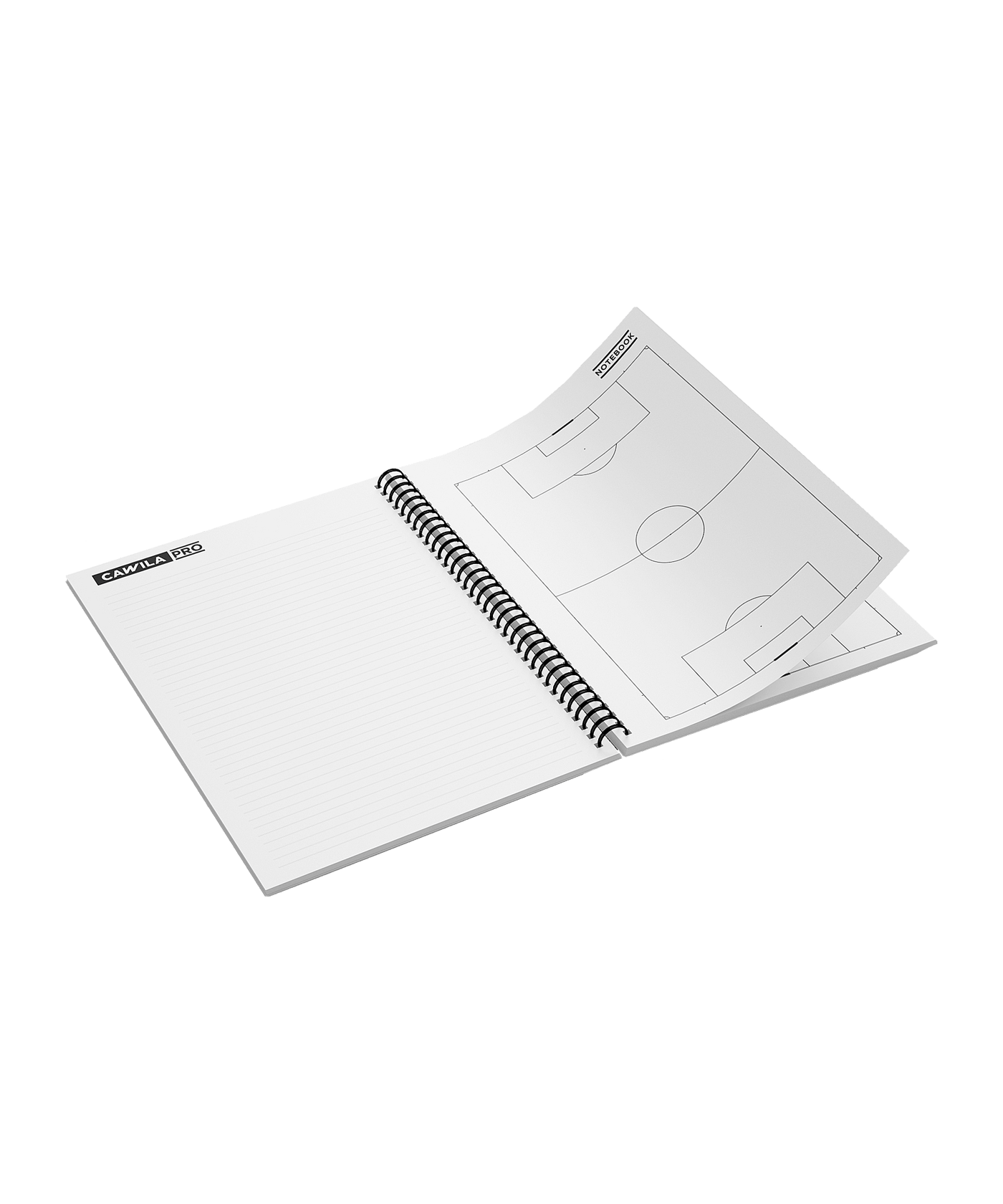 Cawila PRO NOTEBOOK | 100 Blatt DIN A4 |  | Fußball Taktik-Spiralblock - weiss