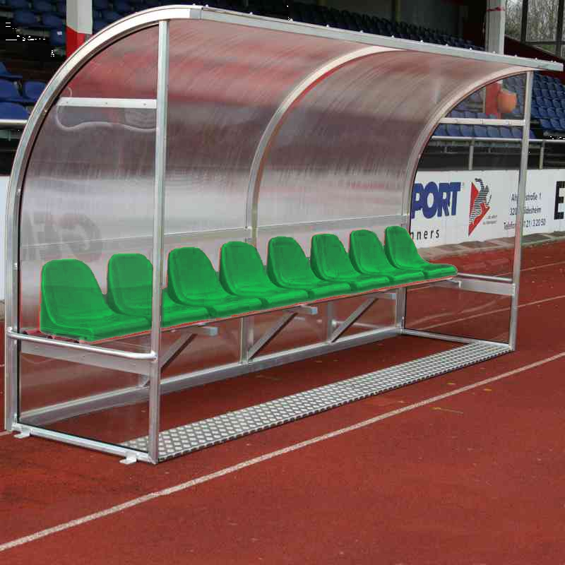 Spielerkabine Champion - vollverschweißt | Sitzfarbe grün