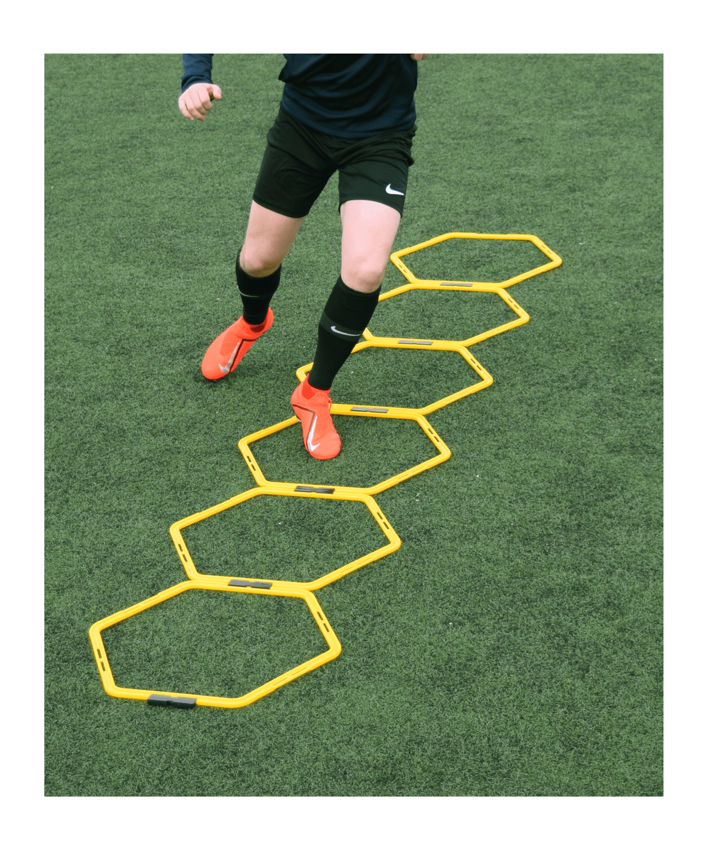Cawila Hexa-Hoops Koordinationsleiter Set | 6er Set mit Tasche und 5 Clips | 49mm | Gelb - gelb