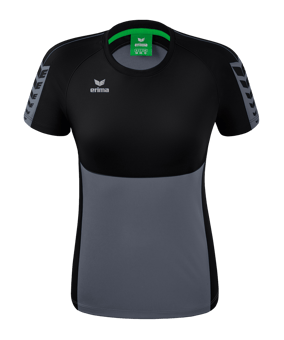 Erima Six Wings T-Shirt Damen Grau Schwarz - grau