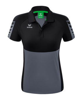 Erima Six Wings Poloshirt Damen Grau Schwarz - grau