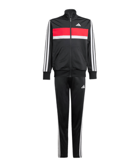 adidas Seasonal Essentials Tiberio 3 Stripes Tricot Trainingsanzug Kids Schwarz - schwarz