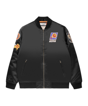 Mitchell and Ness NBA PS Satin Bomber Jacke Schwarz - schwarz