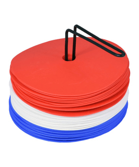 Cawila Gummi Markierungsscheiben 30er Set | rutschfeste Floormarker | 15cm | rot/blau/weiß - blau