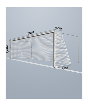 Cawila Tornetz 7,50x2,50m | Tiefe 0,8x2,0m | Maschenweite 5cm | Stärke 4mm | weiß - weiss