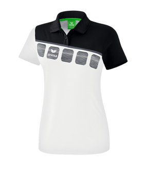 Erima 5-C Poloshirt Damen Weiss Schwarz - weiss