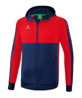 Erima Six Wings Kapuzenjacke Blau Rot - blau
