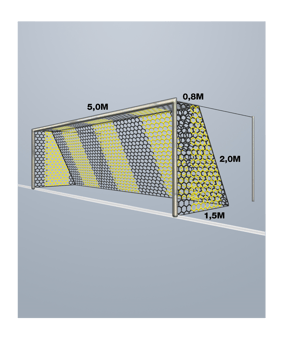 Cawila Tornetz HEXA 5,15x2,05m | Tiefe 0,8x1,5m | Maschenweite 12cm | Stärke 4mm | gelb/schwarz - gelb