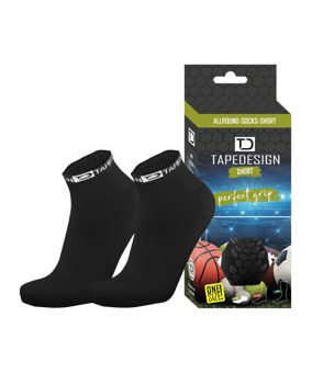 Tapedesign Gripsock Short Socken Schwarz - schwarz