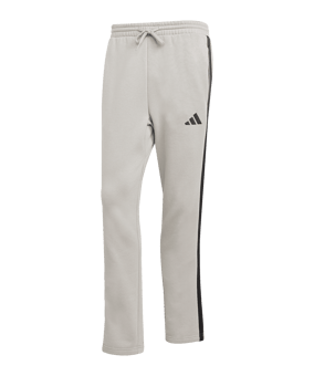 adidas Essentials Three Stripes Fleece Open Hem Hose Grau - grau