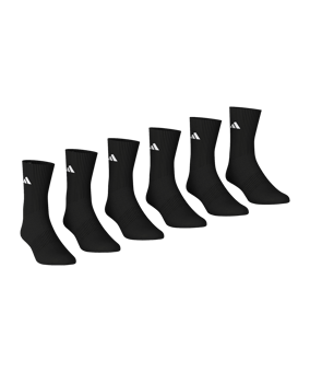 adidas Crew 6er Pack Socken Schwarz - schwarz