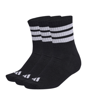 adidas 3 Stripes Mid 3er Pack Socken Schwarz - schwarz