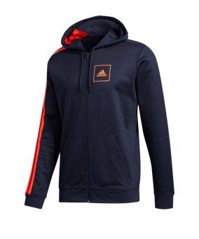 adidas 3S Pique Kapuzenjacke Blau Rot - blau